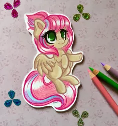 Size: 2796x2976 | Tagged: safe, artist:emberslament, derpibooru import, oc, oc:sweet skies, unofficial characters only, pegasus, pony, colored pencil drawing, colored pencils, craft, female, high res, mare, pencil, photo, solo, traditional art