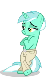 Size: 3000x4190 | Tagged: safe, artist:timidtremors, derpibooru import, lyra heartstrings, pony, unicorn, bipedal, clothes, female, leaning, mare, pants, simple background, solo, transparent background, vector