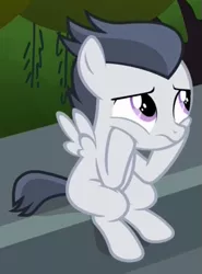 Size: 425x575 | Tagged: safe, derpibooru import, screencap, rumble, pegasus, pony, marks and recreation, bored, colt, cropped, cute, male, rumblebetes, solo, squishy cheeks