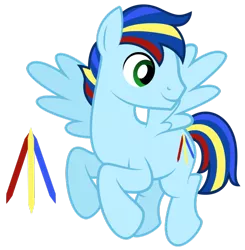 Size: 800x815 | Tagged: safe, artist:lost-our-dreams, derpibooru import, oc, oc:primary streak, unofficial characters only, pegasus, pony, cutie mark background, male, offspring, parent:rainbow dash, parent:soarin', parents:soarindash, simple background, solo, stallion, transparent background