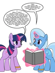 Size: 600x798 | Tagged: safe, artist:dekomaru, derpibooru import, trixie, twilight sparkle, tumblr:ask twixie, ask, book, dialogue, female, lesbian, shipping, tumblr, twixie