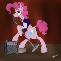 Size: 2048x2048 | Tagged: safe, artist:irdes, derpibooru import, pinkie pie, clothes, microphone, singing, solo