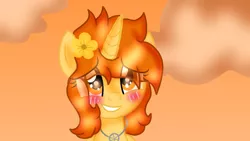 Size: 1366x768 | Tagged: safe, artist:doraemonfan4life, derpibooru import, oc, oc:aspen, unofficial characters only, blushing, cute, flower, jewelry, necklace, solo