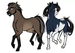 Size: 1253x883 | Tagged: safe, artist:askbubblelee, derpibooru import, oc, oc:java bean, oc:jelly bean, unofficial characters only, pony, saddle arabian, female, glasses, grandparents, hoers, male, mare, oc x oc, shipping, simple background, smiling, stallion