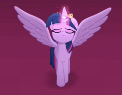 Size: 640x499 | Tagged: safe, derpibooru import, screencap, twilight sparkle, twilight sparkle (alicorn), alicorn, pony, my little pony: the movie, adorkable, animated, cropped, cute, dork, female, frown, gif, glowing horn, gritted teeth, jewelry, magic, mare, nervous, pacing, panic, solo, spread wings, tiara, twiabetes, twilighting, walking, wide eyes, wings, worried