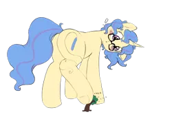 Size: 4413x3109 | Tagged: safe, artist:pucksterv, derpibooru import, oc, oc:eleos, unofficial characters only, pony, unicorn, female, giant pony, glasses, looking at something, looking down, macro, mare, simple background, solo, transparent background, tree