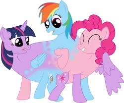 Size: 2000x1663 | Tagged: alicorn, artist:mlpconjoinment, body horror, bunnicula, conjoined, conjoined triplets, derpibooru import, fusion, hilarious in hindsight, hydra pony, it all started when i was born, lol, multiple heads, pinkie pie, polyamory, rainbow dash, safe, simple background, spongebob squarepants, squidbob tentaclepants, three-headed pony, three heads, together forever, transparent background, triple header, twidashpie, twilight sparkle, twilight sparkle (alicorn), wat, we have become one, what has magic done, wtf