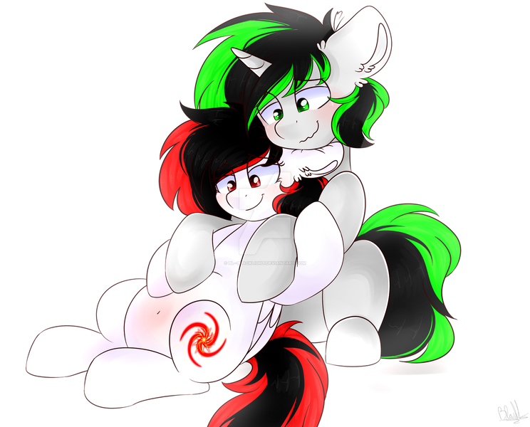 Size: 1600x1291 | Tagged: safe, artist:bl--blacklight, derpibooru import, oc, oc:litch, oc:ray scratch, unofficial characters only, pegasus, pony, unicorn, female, male, mare, pregnant, ritch, stallion, watermark