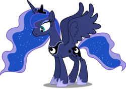 Size: 5000x3528 | Tagged: safe, artist:dashiesparkle, derpibooru import, princess luna, alicorn, pony, bloom and gloom, .svg available, absurd resolution, female, mare, simple background, solo, spread wings, transparent background, vector, wings