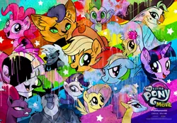 Size: 2500x1730 | Tagged: abyssinian, anthro, applejack, capper dapperpaws, captain celaeno, derpibooru import, dragon, fluttershy, grubber, mane seven, mane six, movie poster, my little pony logo, my little pony: the movie, official, pinkie pie, poster, princess skystar, queen novo, rainbow dash, rarity, safe, seapony (g4), songbird serenade, spike, storm king, tempest shadow, twilight sparkle