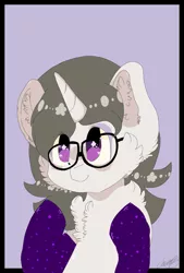 Size: 1181x1748 | Tagged: safe, artist:teshl, derpibooru import, oc, oc:solaria, unofficial characters only, pony, unicorn, chest fluff, clothes, glasses, socks, solo