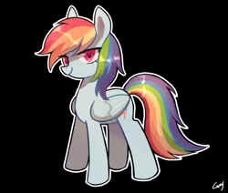 Size: 2600x2200 | Tagged: safe, artist:r1629, derpibooru import, rainbow dash, pegasus, pony, black background, female, folded wings, looking at you, mare, simple background, smiling, solo
