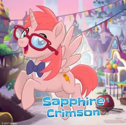 Size: 640x634 | Tagged: alicorn, alicorn oc, bowtie, derpibooru import, glasses, mlp movie pony maker, my little pony: the movie, oc, oc:sapphire crimson, safe, solo, unofficial characters only