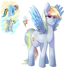 Size: 1024x1106 | Tagged: artist:keeharn, derpibooru import, derpy hooves, female, fusion, rainbow dash, safe, simple background, transparent background