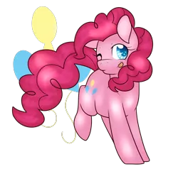 Size: 1975x1879 | Tagged: safe, artist:cloureed, derpibooru import, pinkie pie, earth pony, pony, cutie mark background, female, looking at you, mare, one eye closed, simple background, solo, tongue out, transparent background, wink