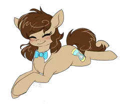 Size: 600x500 | Tagged: safe, artist:its-gloomy, derpibooru import, doctor whooves, time turner, earth pony, pony, blushing, bowtie, chest fluff, cute, doctorbetes, eyes closed, female, lying, mare, professor whooves, prone, rule 63, simple background, smiling, solo, the doctoress, transparent background