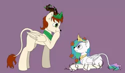 Size: 1700x1000 | Tagged: derpibooru import, miraestia, oc, oc:king mirael, princess celestia, safe