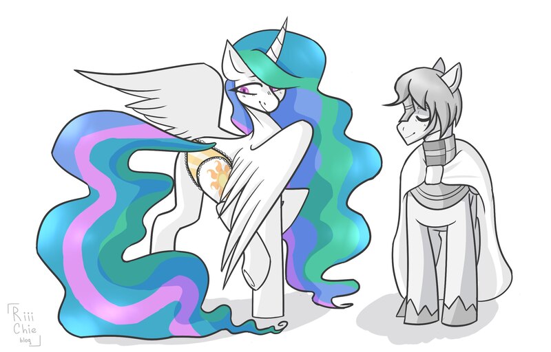 Size: 2500x1600 | Tagged: safe, derpibooru import, princess celestia, oc, oc:light knight, alicorn, pegasus, pony, cloak, clothes, female, lightestia, male, mare, panties, stallion, underwear