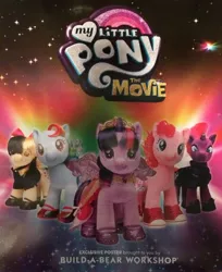 Size: 2448x2995 | Tagged: safe, derpibooru import, official, pinkie pie, rainbow dash, songbird serenade, tempest shadow, twilight sparkle, twilight sparkle (alicorn), alicorn, earth pony, pegasus, pony, unicorn, my little pony: the movie, build-a-bear, exclusive, female, irl, mare, my little pony logo, my little pony: the movie logo, photo, plushie, poster, toy