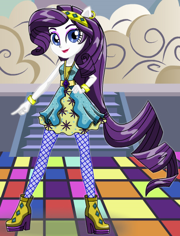 Size: 371x486 | Tagged: safe, artist:unicornsmile, derpibooru import, rarity, dance magic, equestria girls, spoiler:eqg specials, clothes, dress, looking at you, ponied up, pony ears, smiling, solo, starsue