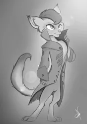 Size: 1080x1545 | Tagged: abyssinian, anthro, artist:zidanemina, capper dapperpaws, cat, clothes, derpibooru import, grayscale, male, monochrome, my little pony: the movie, safe, sketch, solo