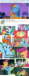 Size: 650x1700 | Tagged: apple bloom, bow hothoof, brotherhooves social, campfire tales, cap, cheerilee, cheering, clothes, collage, crusaders of the lost mark, crystal empire, cute, cutealoo, cutie mark, derpibooru, derpibooru import, discovery family logo, edit, edited screencap, equestria games (episode), flag, flight to the finish, hat, hoofbump, hub logo, hug, image macro, jumpsuit, livestream, mechanic coveralls, meme, meta, noogie, op is a slowpoke, parental glideance, pinkie pie, playing, rainbow dash, rainbow dash's parents, safe, scootaloo, scootalove, screencap, silver spoon, sisterly love, sleepless in ponyville, text, the cart before the ponies, the cmc's cutie marks, upsies, whistle, windy whistles, winsome falls