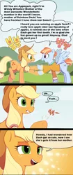 Size: 700x1673 | Tagged: safe, artist:conte0226, derpibooru import, edit, editor:xaxu-slyph, applejack, windy whistles, pony, comic, cute, dialogue, english, excited, flirting, freckles, hoofshake, implied appledash, implied lesbian, implied shipping, translation, windybetes