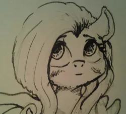 Size: 1513x1381 | Tagged: safe, artist:plotcore, derpibooru import, fluttershy, pony, female, inktober, mare, solo, traditional art