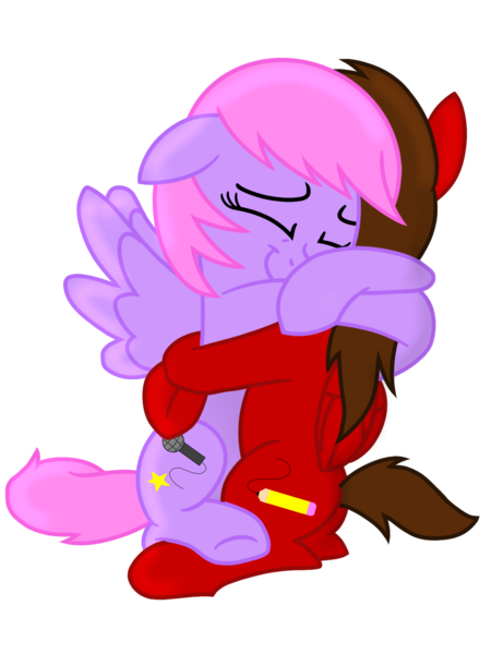 Size: 1200x1600 | Tagged: safe, artist:toyminator900, derpibooru import, oc, oc:chip, oc:melody notes, unofficial characters only, pegasus, pony, duo, hug, simple background, smiling, transparent background