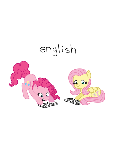 Size: 2975x3850 | Tagged: artist:tycoontykun, book, derpibooru import, english, female, flutterpie, fluttershy, learning, lesbian, pinkie pie, safe, school, shipping, simple background, white background