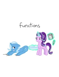 Size: 1280x1656 | Tagged: safe, artist:tycoontykun, derpibooru import, starlight glimmer, trixie, cover, cute, diatrixes, female, functions, learning, lesbian, math, pencil, school, shipping, startrix