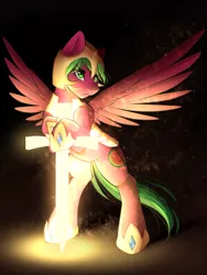 Size: 1591x2113 | Tagged: safe, artist:airiniblock, derpibooru import, oc, oc:melon specter, unofficial characters only, pegasus, pony, armor, light, rcf community, royal guard, solo, sword, weapon, wings