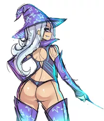 Size: 969x1132 | Tagged: artist:maniacpaint, ass, butt, clothes, derpibooru import, female, hat, horn wand, human, humanized, kiss my ass, panties, sketch, solo, solo female, stupid sexy trixie, suggestive, the great and powerful ass, thong, trixie, trixie's hat, underwear, wand