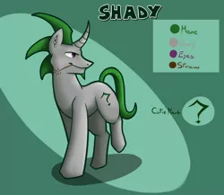 Size: 1152x1000 | Tagged: safe, artist:aeritus, derpibooru import, oc, oc:shady, unofficial characters only, pony, unicorn, curved horn, solo