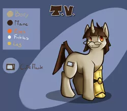 Size: 1152x1000 | Tagged: safe, artist:aeritus, derpibooru import, oc, oc:t.v., unofficial characters only, pony, unicorn, curved horn, glasses, solo