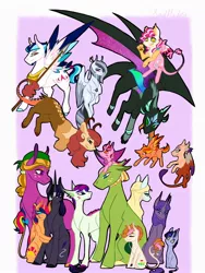 Size: 1536x2048 | Tagged: safe, artist:artfestation, derpibooru import, oc, unofficial characters only, earth pony, hippogriff, hybrid, pegasus, pony, unicorn, abstract background, image, interspecies offspring, jpeg, magical gay spawn, magical lesbian spawn, offspring, parent:applejack, parent:big macintosh, parent:coloratura, parent:discord, parent:fluttershy, parent:gabby, parent:gilda, parent:king sombra, parent:maud pie, parent:pinkie pie, parent:rainbow dash, parent:rarity, parent:scootaloo, parent:spike, parent:spitfire, parent:sugar belle, parent:sunset shimmer, parent:thorax, parent:twilight sparkle, parents:discoshy, parents:gabbyloo, parents:gildapie, parents:gildashy, parents:rarajack, parents:rarimaud, parents:spitdash, parents:sugarmac, parents:sunsetsparkle, parents:thoraxspike, parents:twibra