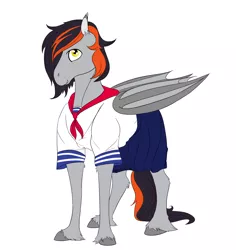 Size: 2224x2352 | Tagged: safe, artist:xenalollie, deleted from derpibooru, derpibooru import, oc, oc:tosh, unofficial characters only, bat pony, pony, high res, male, sailor uniform, simple background, solo, stallion, white background