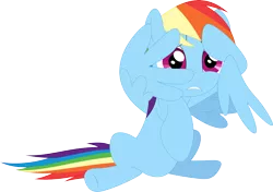 Size: 3576x2519 | Tagged: safe, artist:porygon2z, derpibooru import, rainbow dash, pegasus, pony, testing testing 1-2-3, covering face, female, mare, simple background, solo, transparent background, vector, wing hands