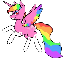 Size: 941x862 | Tagged: alicorn, alicorn oc, artist:nootaz, derpibooru import, donut steel, oc, oc:prince bloodshed, rainbow hair, rearing, safe, simple background, solo, transparent background, unofficial characters only