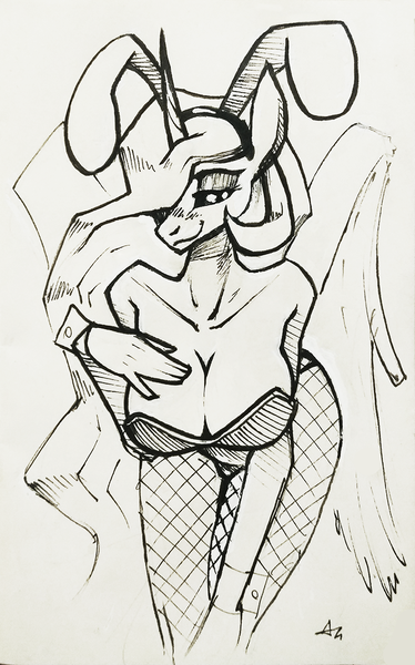 Size: 747x1200 | Tagged: anthro, artist:underpable, bedroom eyes, breasts, bunny ears, bunnylestia, bunny suit, busty princess celestia, cleavage, clothes, cufflinks, cuffs (clothes), derpibooru import, female, fishnets, inktober, leotard, looking at you, monochrome, pantyhose, princess celestia, sketch, solo, solo female, suggestive, traditional art