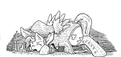 Size: 2999x1433 | Tagged: safe, artist:chibibiscuit, derpibooru import, oc, oc:cumulonimbus, unofficial characters only, pony, inktober, macro, monochrome