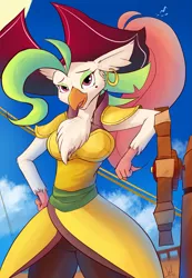 Size: 1813x2615 | Tagged: adorasexy, anthro, artist:sadrodent, bedroom eyes, captain celaeno, celaenobetes, cute, derpibooru import, ear piercing, earring, hat, jewelry, my little pony: the movie, open mouth, piercing, pirate, pirate hat, pirate outfit, safe, sexy, solo