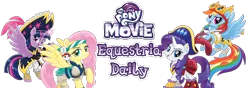 Size: 400x140 | Tagged: alicorn, angel bunny, captain twilight, derpibooru import, equestria daily, fluttershy, my little pony: the movie, pirate, pirate fluttershy, pirate rarity, pirate twilight, rainbow dash, rarity, safe, twilight sparkle, twilight sparkle (alicorn)