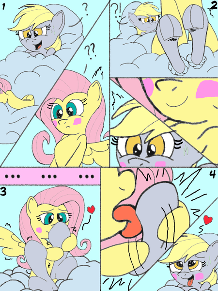 Size: 1104x1472 | Tagged: suggestive, artist:darkknighthoof, artist:icey-wicey-1517, derpibooru import, derpy hooves, fluttershy, pegasus, pony, ahegao, blush sticker, blushing, cloud, colored, comic, derpyshy, erotic tickling, female, fetish, frog (hoof), heart, hoof fetish, hoof licking, hoof tickling, hoof worship, hooves, lesbian, licking, mare, monochrome, open mouth, question mark, shipping, sketch, smiling, smirk, spread wings, sweat, tickle fetish, tickling, tongue out, underhoof, wingboner, wings, wrinkles