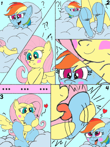 Size: 1104x1472 | Tagged: suggestive, artist:darkknighthoof, artist:icey-wicey-1517, derpibooru import, fluttershy, rainbow dash, pegasus, pony, ahegao, blushing, cloud, colored, comic, erotic tickling, female, fetish, flutterdash, frog (hoof), heart, hoof fetish, hoof tickling, hoof worship, hooves, lesbian, licking, mare, mind break, open mouth, question mark, shipping, smiling, smirk, spread wings, sweat, tickle fetish, tickling, tongue out, underhoof, wingboner, wings, wrinkles