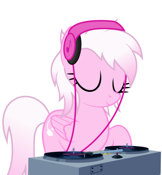 Size: 6073x6552 | Tagged: safe, artist:xenoneal, derpibooru import, oc, oc:shaidy ray, unofficial characters only, pegasus, pony, absurd resolution, eyes closed, female, headphones, mare, simple background, solo, transparent background, turntable, vector