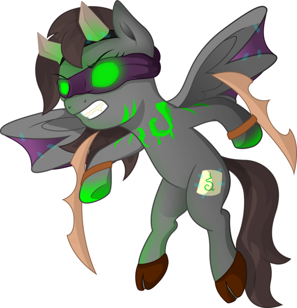 Size: 3000x3115 | Tagged: dead source, safe, artist:theshadowstone, derpibooru import, oc, oc:shadowstone, unofficial characters only, pegasus, pony, clothes, costume, green eyes, halloween, holiday, illidan stormrage, illidari, simple background, solo, transparent background, warcraft