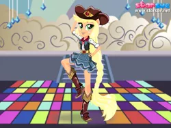 Size: 800x600 | Tagged: safe, artist:user15432, derpibooru import, applejack, dance magic, equestria girls, spoiler:eqg specials, boots, clothes, dance floor, dressup, high heel boots, ponied up, pony ears, shoes, solo, starsue, wondercolts
