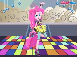 Size: 800x600 | Tagged: safe, artist:user15432, derpibooru import, pinkie pie, dance magic, equestria girls, spoiler:eqg specials, clothes, dance floor, dress, dressup, ponied up, pony ears, shoes, solo, starsue, wondercolts