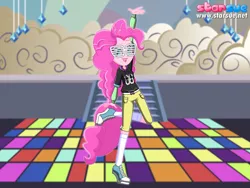 Size: 800x600 | Tagged: safe, artist:user15432, derpibooru import, pinkie pie, dance magic, equestria girls, spoiler:eqg specials, clothes, converse, dance floor, dressup, glasses, mc pinkie, outfit, ponied up, pony ears, shoes, sneakers, socks, solo, starsue, wondercolts